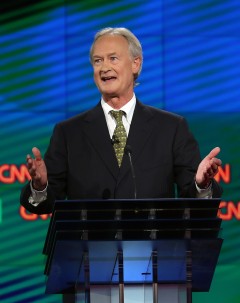 LAS VEGAS, NV - OCTOBER 13: Democratic presidential candidate Lincoln Chafee takes part in a presidential debate sponsored by CNN and Facebook at Wynn Las Vegas on October 13, 2015 in Las Vegas, Nevada. Five Democratic presidential candidates are participating in the party's first presidential debate. (Photo by Joe Raedle/Getty Images)