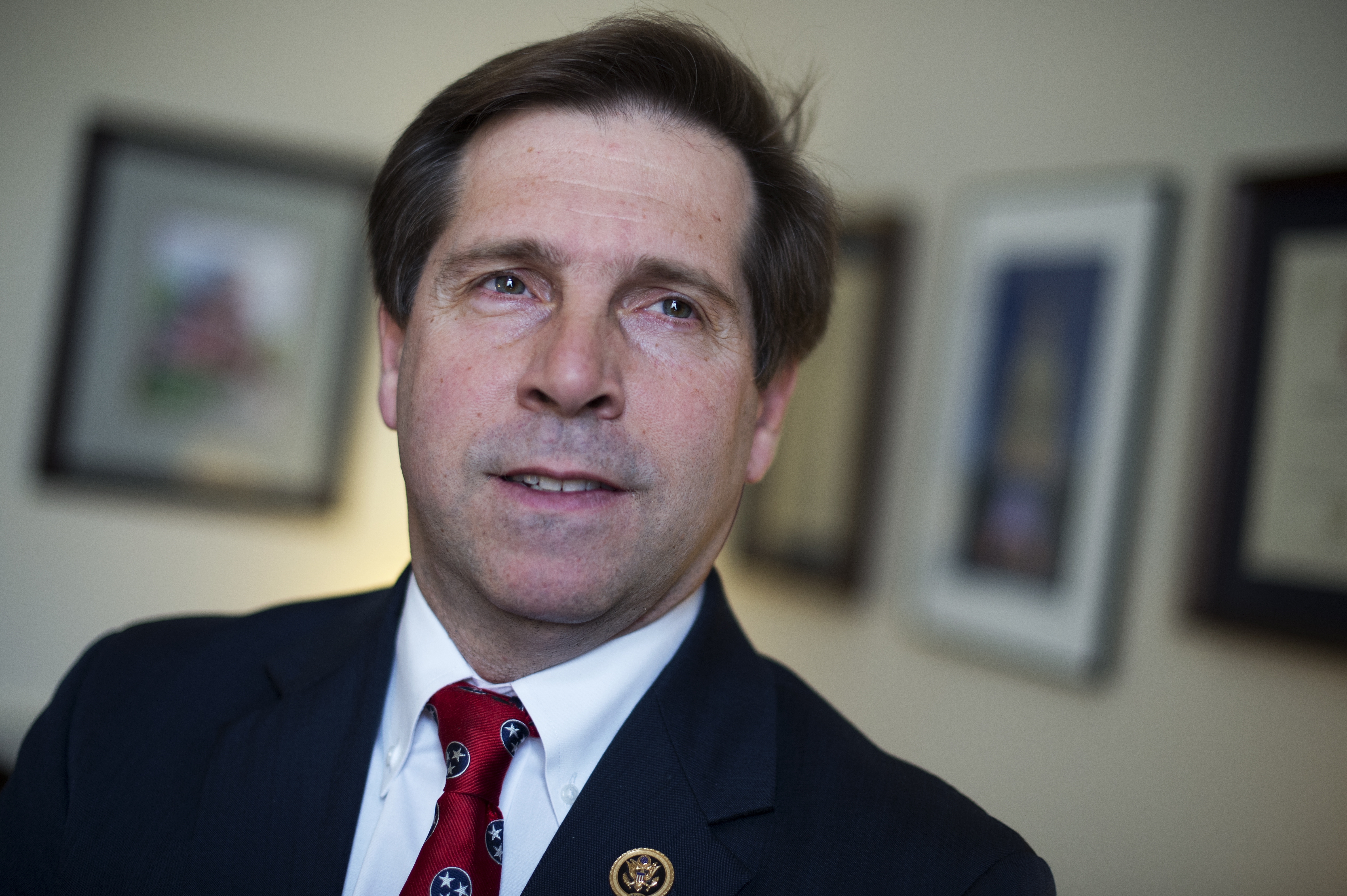 UNITED STATES - FEBRUARY 25: Rep. Chuck Fleischmann, R-Tenn., is interviewed by CQ Roll Call in his Cannon Building office, about losing his parents to cancer, February 25, 2016. (Photo By Tom Williams/CQ Roll Call)