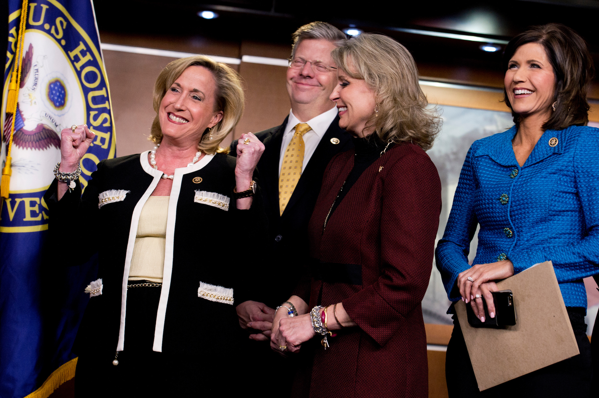 Missouri Rep. <a class="memberLink" title="Click to view member info in a new window" href="http://data.rollcall.com/members/45997?rel=memberLink" target="_blank">Ann Wagner</a>, left, has been a leader in recruiting women to run for the House, but she may not run for re-election in 2018. North Carolina Rep. <a class="memberLink" title="Click to view member info in a new window" href="http://data.rollcall.com/members/31145?rel=memberLink" target="_blank">Renee Ellmers</a>, center, lost her primary this year, while South Dakota <a class="memberLink" title="Click to view member info in a new window" href="http://data.rollcall.com/members/31643?rel=memberLink" target="_blank">Kristi Noem</a>, right, has already announced she won’t run for re-election in 2018. (Tom Williams/CQ Roll Call File Photo)