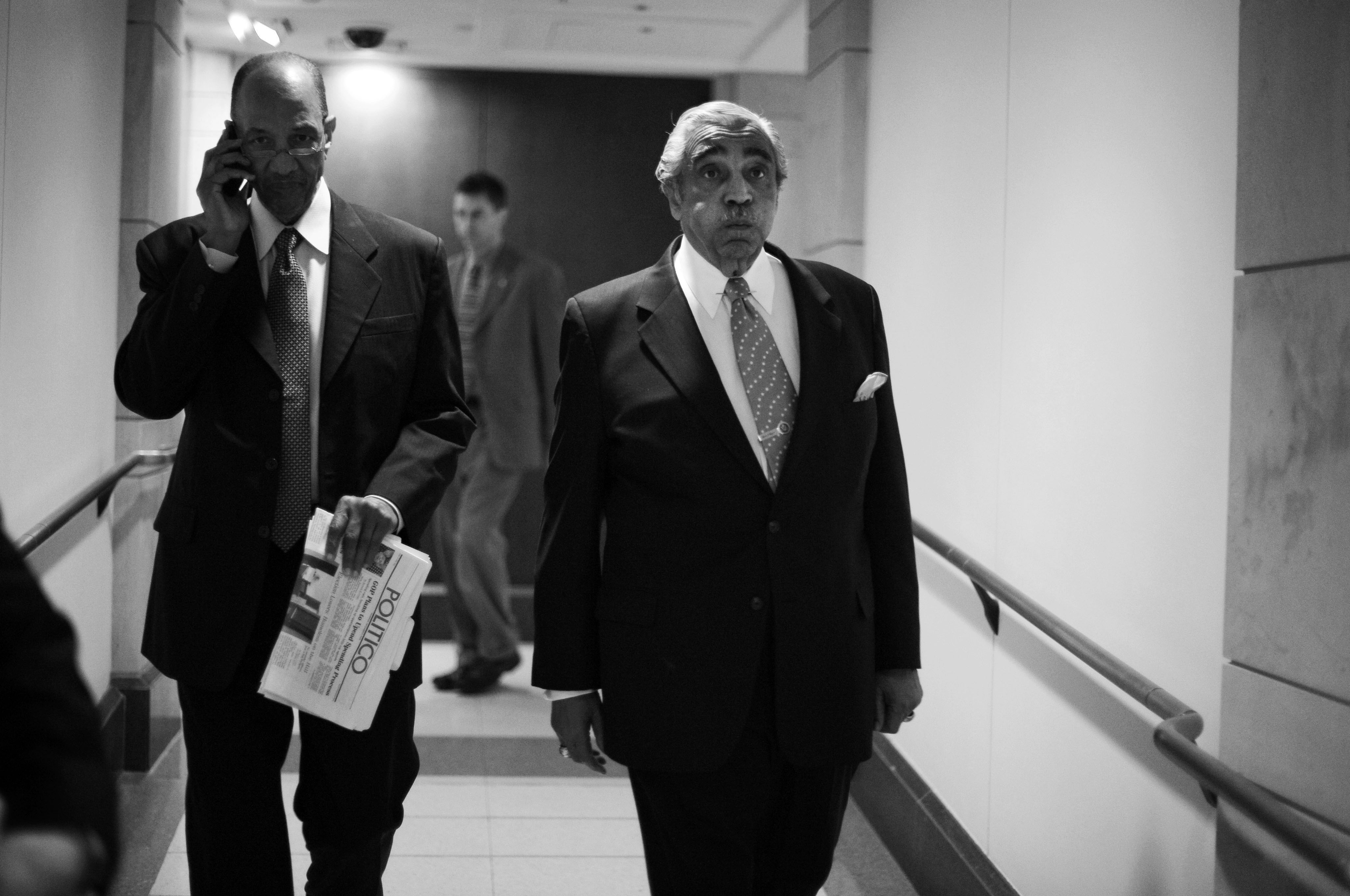 Rangel makes his way to a news conference in the Capitol Visitor Center after he was censured on the House floor for ethics violations in December 2010. (Tom Williams/CQ Roll Call File Photo)