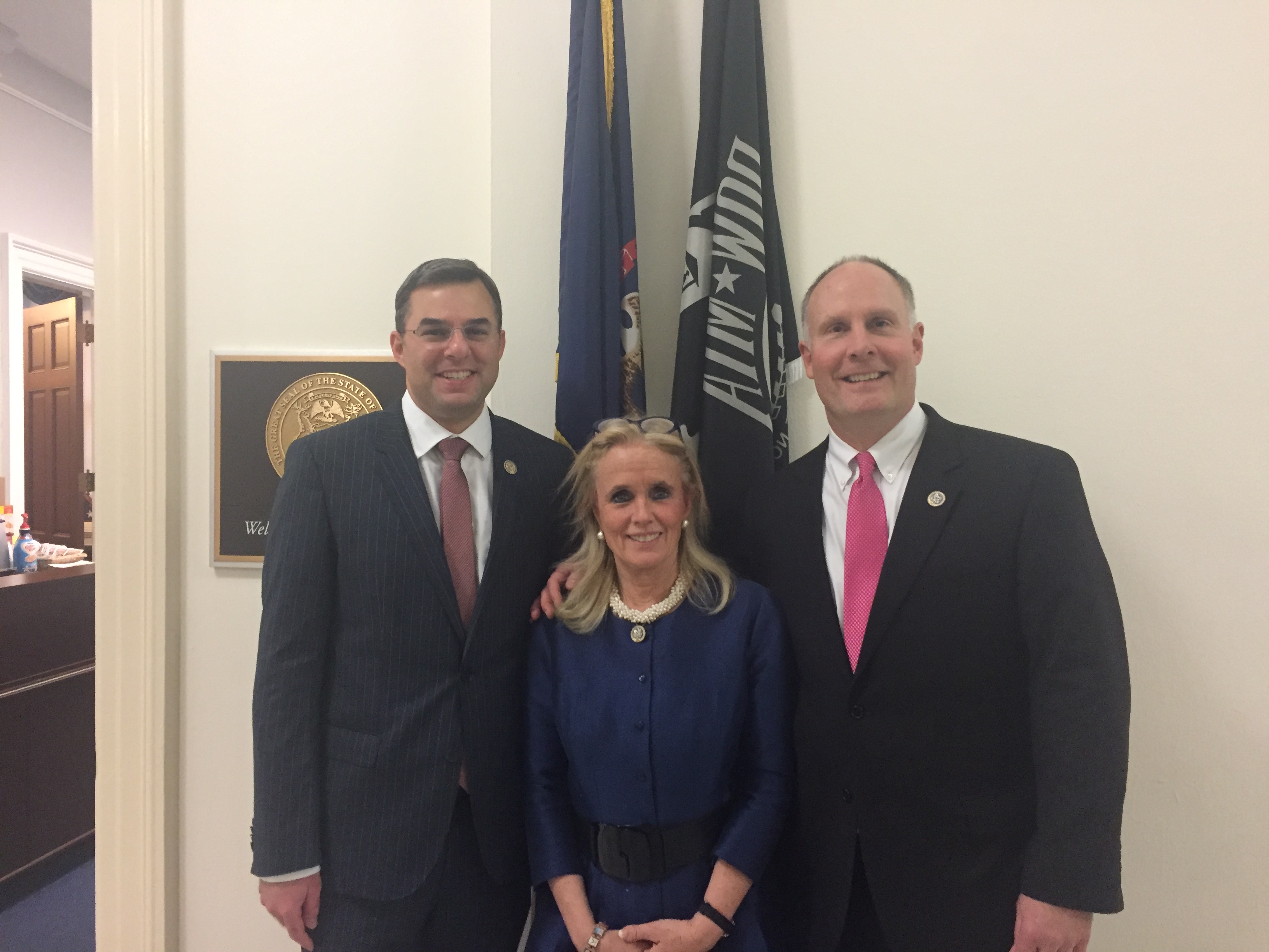 From left to right: Justin Amaash, Debbie Dingell, at the Michigan open house. (Photo courtesy of Dingell's office)