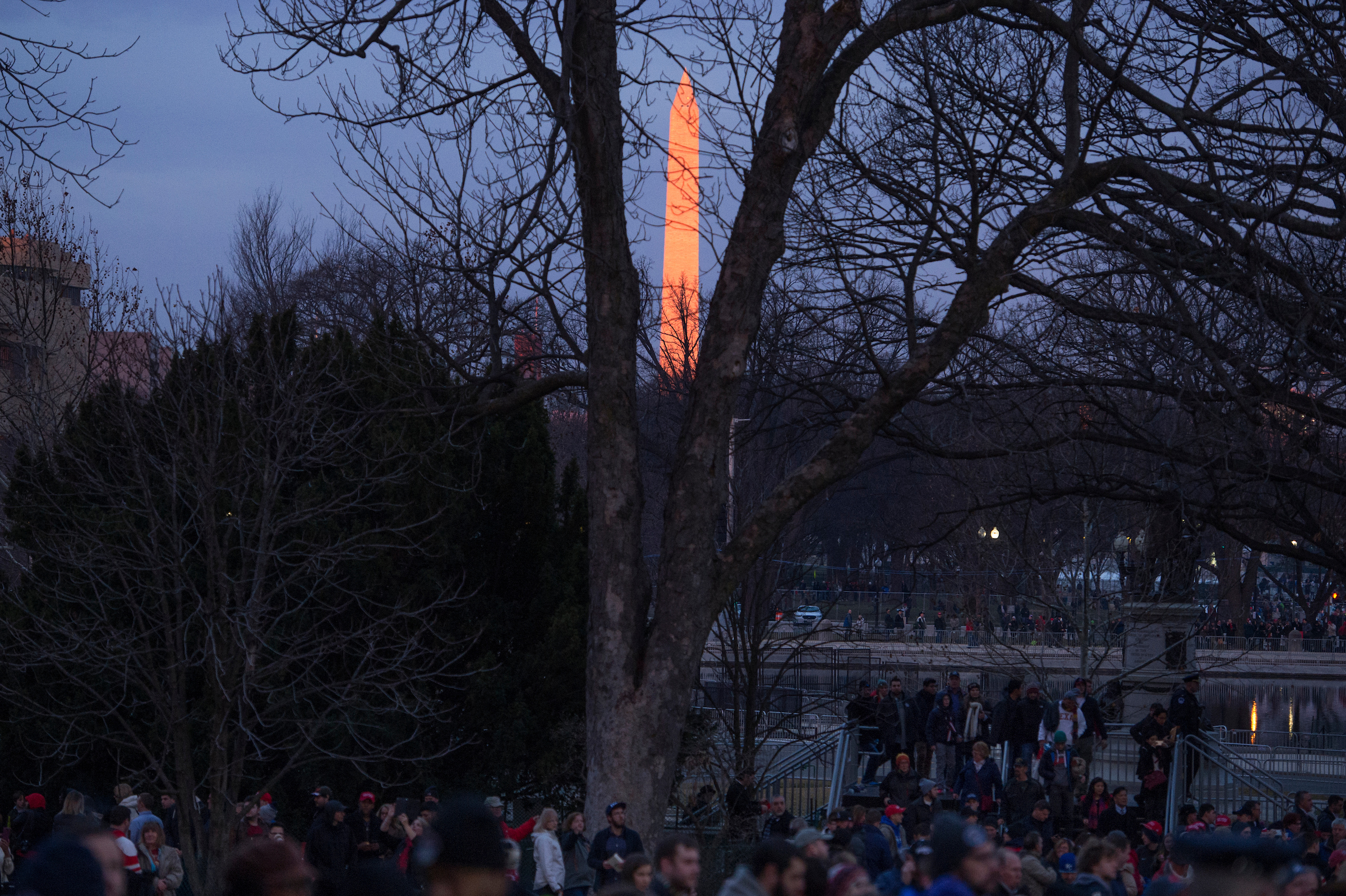 Crowds began gathering early Jan. 20 on the West Front of the Capitol for Trump's inauguration. (Tom Williams/CQ Roll Call)