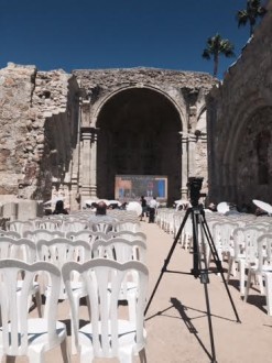 Mission San Juan Capistrano in Orange County, California, has the last remaining intact place of worship where Serra celebrated mass. Attendees watched the canonization at a viewing party (Courtesy of Mission San Juan Capistrano)