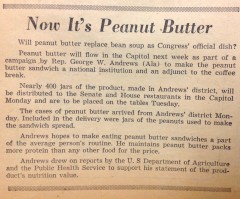 A clip from Roll Call in 1960 shows former Rep. George W. Andrews' efforts to make peanut butter an American staple.