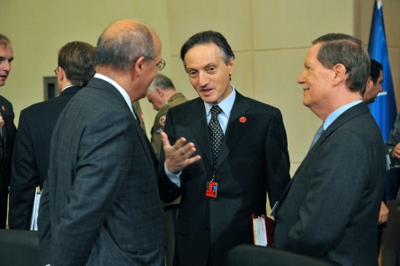 Bisogniero, center, dropped by Capitol Hill for lunch on Thursday. (Mustafa Ozer/AFP/Getty Images)