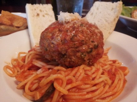 Spaghetti and meatball plate