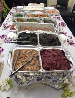 Last Friday's lū‘au spread included traditional dishes like poi, lomilomi salmon, and laulau.