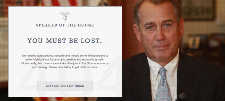 Speaker John Boehner's "404" message