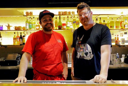 DCity Smokehouse pit master Rob Sonderman and Wicked Bloom bar manager Ben Matz. (Courtesy Whitney Stringer PR)