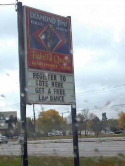 Strip club voter drive