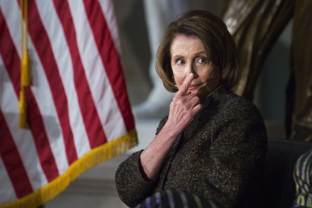 UNITED STATES - MARCH 2 - House Minority Leader Nancy Pelosi, D-Calif., signals a member of her staff for her notes during a presentation to honor women veterans for their service, in Statuary Hall on Capitol Hill, Wednesday, March 2, 2016. (Photo By Al Drago/CQ Roll Call)