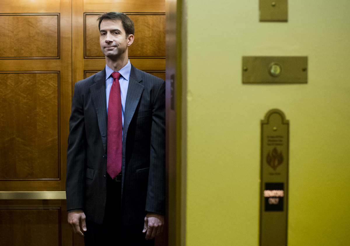 Cotton heads to the Senate amid the Iran debate. (Bill Clark/CQ Roll Call)